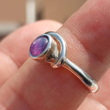 Sapphire Ring, Sterling Silver Ring, natural Purple star Sapphire, handmade sapphire ring, solitaire silver ring unique design - Size 8