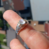 Moonstone Ring, Moonstone Silver Heart Ring, Heart shaped Ring, Sterling Silver Ring, oval shaped Ceylon Moonstone, handmade ring - Size 7