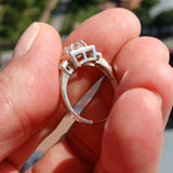 Moonstone Ring, Moonstone Silver Ring, Square shaped Ring, Sterling Silver Ring, oval shaped Ceylon Moonstone 2 CZ handmade ring - Size 7