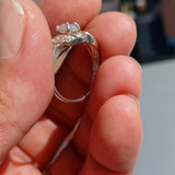 Moonstone Ring, Moonstone Silver Ring, Gemstone Sterling Silver ring, Solitaire Ring, oval Ceylon Moonstone and 10 CZ handmade ring Size 7.5