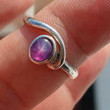 Sapphire Ring, Sterling Silver Ring, natural Purple star Sapphire, handmade sapphire ring, solitaire silver ring unique design - Size 8