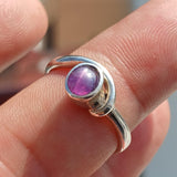 Sapphire Ring, Sterling Silver Ring, natural Purple star Sapphire, handmade sapphire ring, solitaire silver ring unique design - Size 8