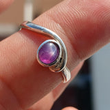 Sapphire Ring, Sterling Silver Ring, natural Purple star Sapphire, handmade sapphire ring, solitaire silver ring unique design - Size 8
