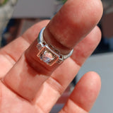 Moonstone Ring, Moonstone Silver Ring, Square shaped Ring, Sterling Silver Ring, oval shaped Ceylon Moonstone 2 CZ handmade ring - Size 7