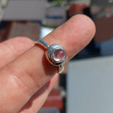 Moonstone Ring, Moonstone Silver Ring, Round shaped Ring, Sterling Silver Ring, oval Ceylon Moonstone, gift for her, handmade ring Size 7.5
