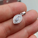 Lovely Moonstone Pendant, Charm Pendant, Sterling Silver Pendant, Moonstone Necklace, Ceylon Moonstone and 16 CZ, gift for her, Moonstone Charm