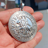 Templar Amulet, Ancient Sterling Silver Amulet, Medieval Knight Amulet, Templar Knights Seal Pendant, Knights Templar Seal, Knight Costume