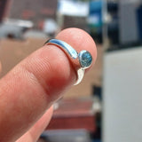 Blue Zircon Ring, Sterling Silver Ring, Blue Gemstone Ring, Minimalist Ring, Natural Blue Zircon, Gift for Her, Unique Design - Size 4.5