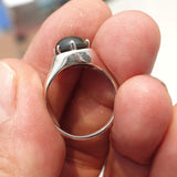Black Sapphire Ring, Sterling Silver Ring, Sapphire Silver Ring, Black Star Sapphire Ring, Gift for Her, 6 Rays Star Sapphire - size 7.25