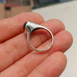 Black Sapphire Ring, Sterling Silver Ring, Sapphire Silver Ring, Black Star Sapphire Ring, Gift for Her, 6 Rays Star Sapphire - size 7