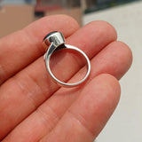 Black Sapphire Ring, Sterling Silver Ring, Sapphire Silver Ring, Black Star Sapphire Ring, Gift for Her, Black Star Sapphire cab - size 7