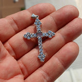 Moonstone Crucifix, Sterling Silver Pendant, Cross Amulet, Moonstone Pendant, Ceylon Moonstone, 23 CZ, gift for her, moonstone necklace