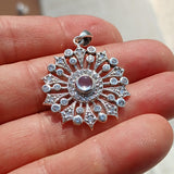 Round Moonstone Amulet, Sun Pendant, Sterling Silver Pendant, Moonstone Necklace, Ceylon Moonstone 50 CZ, gift for her, Moonstone Necklace