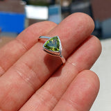 Peridot Ring, Sterling Silver Ring, Solitaire Ring, Trillion Cut, Green Peridot, Triangle shape, handmade silver ring, gift for her - size 9
