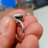 Minimalist Peridot Ring, Sterling Silver Ring, Solitaire Ring, Green Peridot, Triangle shape, unique silver ring, gift for her - size 9.5