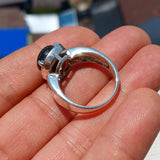 Sterling Silver Labradorite Ring, Solitaire Ring, Men's Silver Ring, Bold Ring, Gift for Him, Sterling Silver Ring, Unique Design, Size 9.5