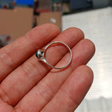 Green Agate Ring, Minimalist Ring, Sterling Silver Ring, round shaped green Agate Cabochon, asymmetric silver ring, Gift for Her - Size 9