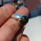 Sterling Silver Labradorite Ring, Solitaire Ring, Men's Silver Ring, Bold Ring, Gift for Him, Sterling Silver Ring, Unique Design, Size 9.5