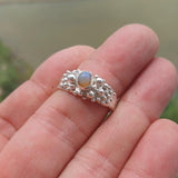 Opal Ring, Gemstone Ring, Sterling Silver Ring, Solitaire Ring, oval shaped Opal - Minimalist Design, Opal silver ring, Gift for Her, Size 8