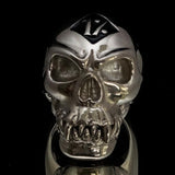 Excellent crafted Men's black 1% Zombie Skull Outlaw Ring - Sterling Silver - BikeRing4u