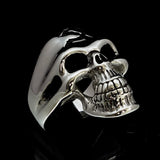 Excellent crafted Men's Communist Skull Ring Hammer Sickle - Sterling Silver - BikeRing4u