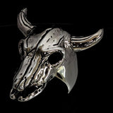 Excellent crafted Men's Bull Skull Cowboy Ring - Sterling Silver - BikeRing4u