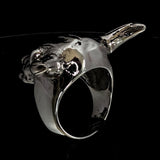 Excellent crafted Men's Bull Skull Cowboy Ring - Sterling Silver - BikeRing4u