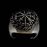 Excellent crafted Men's antiqued Viking Sterling Silver Travel Ring - BikeRing4u