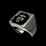 Excellent crafted Men's Revolution Ring Black Socialist - Sterling Silver - BikeRing4u