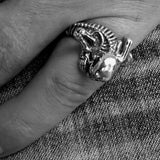 Men's Brass Costume Band Ring Alien Skeleton Skull - BikeRing4u