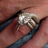 Excellent crafted Men's Reptile Ring Python Snake Sterling Silver 925 - BikeRing4u
