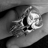 Excellent crafted Men's Brass Warlord Biker Ring Vampire Skull - BikeRing4u