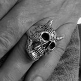 Excellent crafted Men's Brass Devil Biker Ring Celtic Runes Skull - BikeRing4u