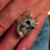 Excellent crafted Men's Biker Ring Celtic Devil Skull Sterling Silver 925 - BikeRing4u