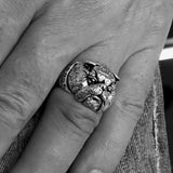 Excellent crafted shiny Men's Male Bulldog Ring - Sterling Silver - BikeRing4u