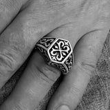 Excellent crafted Men's Celtic Crest Ring Green Enamel - Brass - BikeRing4u