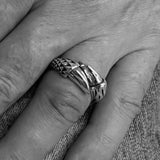 Excellent crafted Men's Medieval Ring Dragon Claw - Mirror Polished Sterling Silver - BikeRing4u