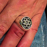 Perfectly crafted Men's Teacher Ring Atom Symbol Black - Sterling Silver - BikeRing4u