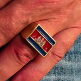 Perfectly crafted Men's rectangle Flag Ring Cambodia - Solid Brass - BikeRing4u