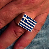 Perfectly crafted Men's Ring Flag of Greece - Sterling Silver - BikeRing4u