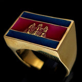 Perfectly crafted Men's rectangle Flag Ring Cambodia - Solid Brass - BikeRing4u