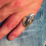 Perfectly crafted Men's Saint Lorenz Cross Ring black - Sterling Silver - BikeRing4u