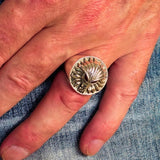 Excellent crafted Sterling Silver Men's Predator Ring Lion red CZ Eyes - BikeRing4u