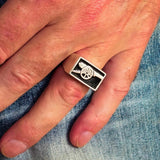 Perfectly crafted Men's Naval Cannon Ring Black - Sterling Silver - BikeRing4u