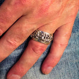 Excellent crafted Men's Sterling Silver Two Dragon Ring - BikeRing4u