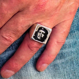 Excellent crafted Men's Revolution Ring Black Socialist - Sterling Silver - BikeRing4u