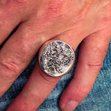 Excellent crafted Men's Russian Eagle Seal Ring - Sterling Silver - BikeRing4u