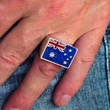 Perfectly crafted Men's Ring Flag of Australia - Sterling Silver - BikeRing4u