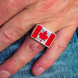 Perfectly crafted Men's Ring Flag of Canada - Sterling Silver - BikeRing4u