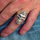 Excellent crafted Men's Communist Skull Ring Hammer Sickle - Sterling Silver - BikeRing4u